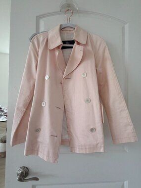 Burberry Women's Pink Double Breasted Belted Jacket Size S